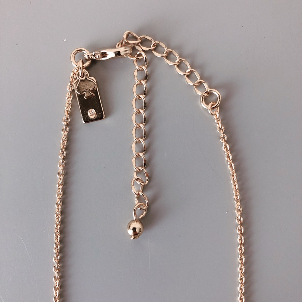 Kate Spade necklace NWOT 16” + 3” extender gold tone peach gem stone - Picture 4 of 5
